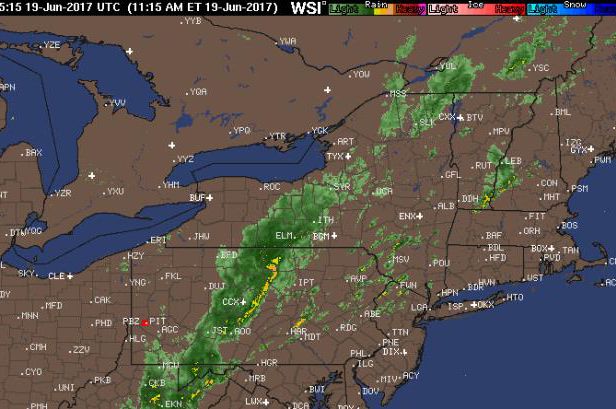 Radar showing the storms moving our way from Intellicast.